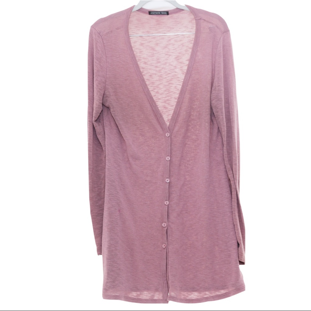 Charlotte Russe Button Up Mauve Rose Pink Sweater
